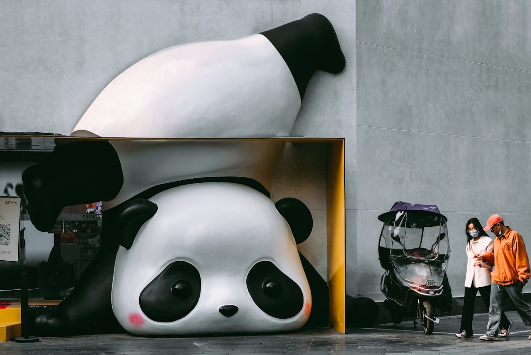 Panda Buys Stylish Shoes: A Furry Fashion Statement
